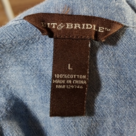 Bit and Bridle Cotton Denim Dress sz L - Picture 4 of 5